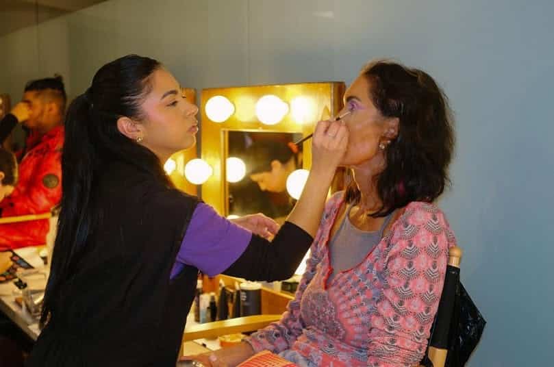 Applying makeup